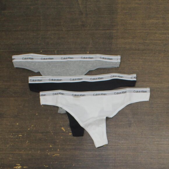 Calvin Klein Other - Calvin Klein Womens Modern Logo Thong 3-Pack Panties Black/White/Grey Heather S